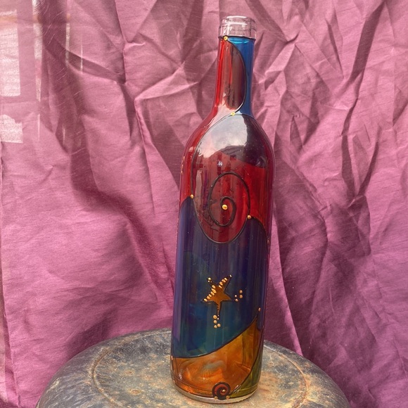 🤗408-You Are Glassy ❤️ Folk Art Painted Glass Bottle - Picture 4 of 9